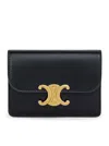 Celine Triomphe Flap Card Holder In Polished Calfskin