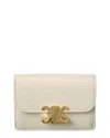 Celine Triomphe Flap Leather Card Case In White