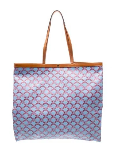 Pre-owned Celine Triomphe Flat Shopper Large In Blue