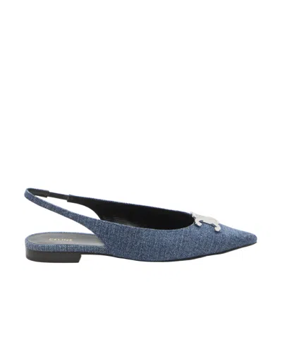 Celine Triomphe Flats In Blue
