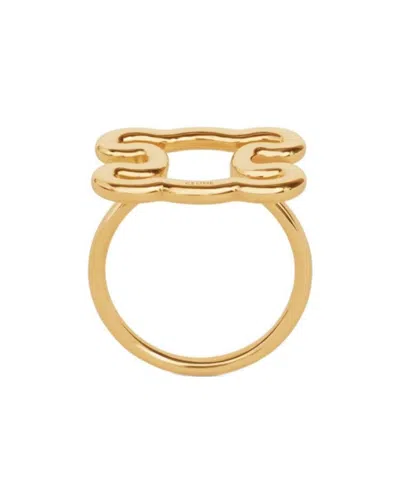 Celine Triomphe Frame Gold Finish Ring In Yellow