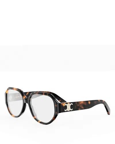 Celine Triomphe Geometric Eyeglasses, 55mm In Brown