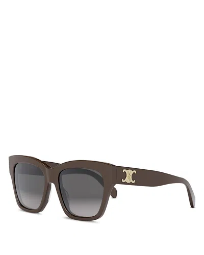 Celine Triomphe Geometric Sunglasses, 55mm In Brown/gray Gradient