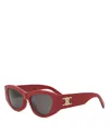 Celine Triomphe Geometric Sunglasses, 55mm In Shiny Red/smoke