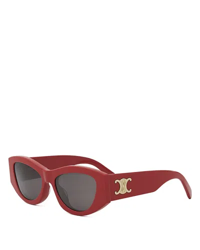 Celine Triomphe Geometric Sunglasses, 55mm In Shiny Red/smoke