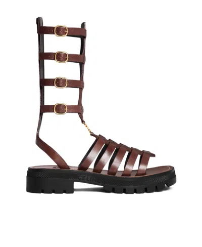 Celine Triomphe Gladiator Sandals In Black