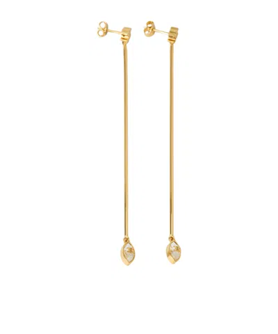 Celine Triomphe Glint Long Earrings In Strass And Brass With Gold Finish
