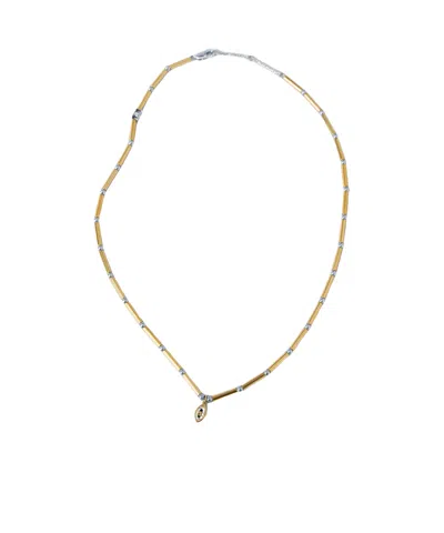 Celine Triomphe Glint Necklace In Steel, Strass And Brass With Gold Finish