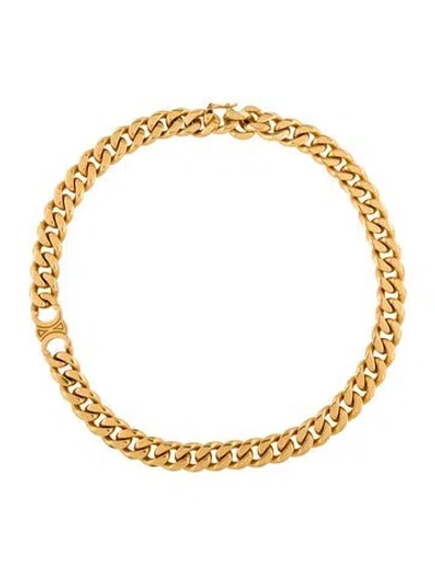 Pre-owned Celine Triomphe Gourmette Necklace, 15" In Multi