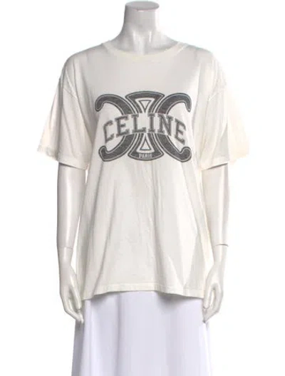 Pre-owned Celine Triomphe Graphic Print T-shirt In White