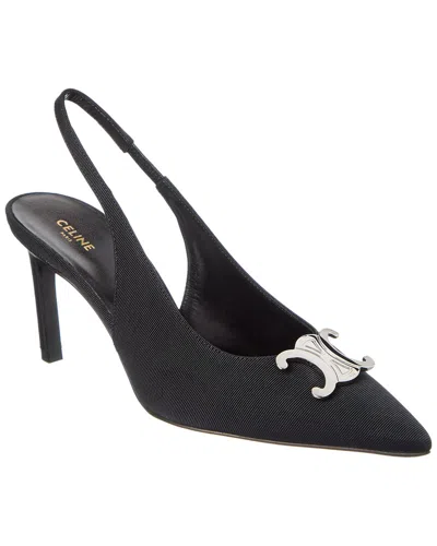 Celine Triomphe Grosgrain Slingback Pump In Black