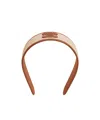 Shop Celine Triomphe Headband In Raphia And Calfskin In Yellow
