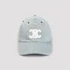 Celine Triomphe Cotton Denim Hat In Blue