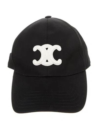 Pre-owned Celine Triomphe Hat In Black