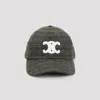 Celine Triomphe Baseball Cap In Checked Wool Felt In Green