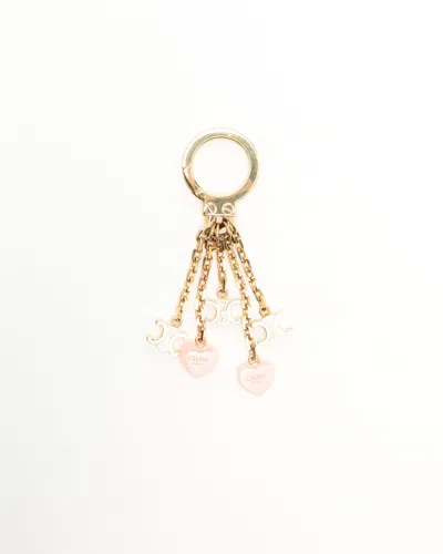 Celine Céline Triomphe Heart Chain Charm In Gold