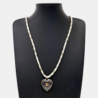 Pre-owned Celine Triomphe Heart Necklace In Multi