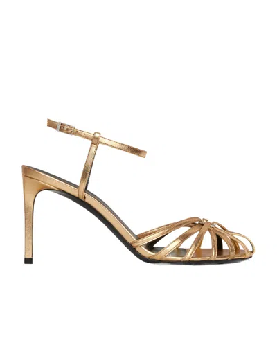 Celine Triomphe High-heeled Sandals In Gold