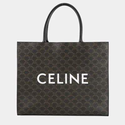Pre-owned Celine Triomphe Horizontal Cabas Black Pvc Leather