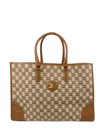Pre-owned Celine Triomphe Horizontal Cabas Tote Bag In Neutrals