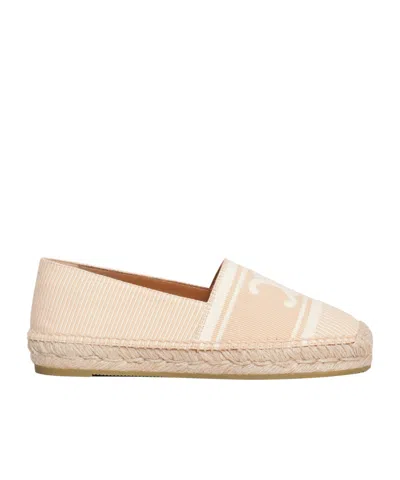Celine Triomphe Jacquard Straw Knitted Shoes In Light Brown