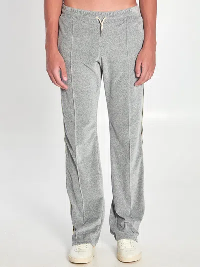 Celine Grey Velvet Cotton Tracksuit Pants In Gray