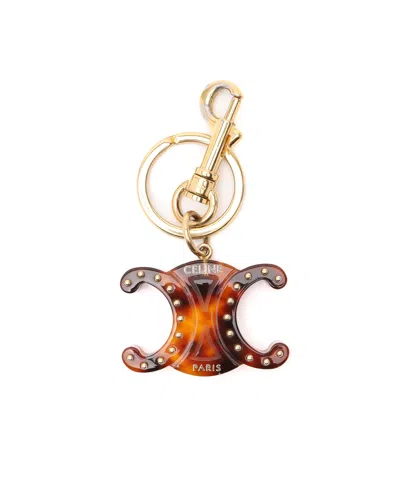 Celine Céline Triomphe Key Ring Charm In Brown