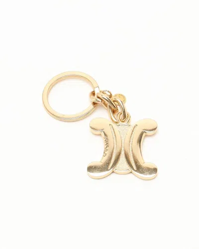 Celine Céline Triomphe Keychain In Gold