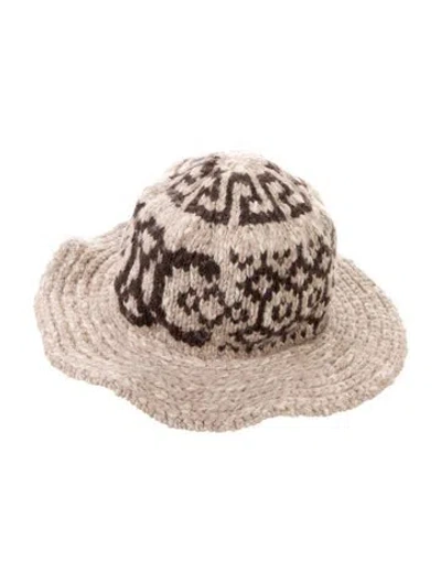 Pre-owned Celine Triomphe Knit Bucket Hat In Neutral