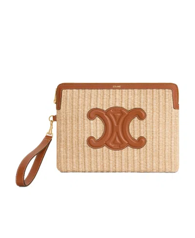 Celine Triomphe Lace Trumpet Handbag In Nude