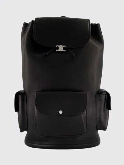 Celine Triomphe Lambskin Backpack With Drawstring And Flap Closure In Black
