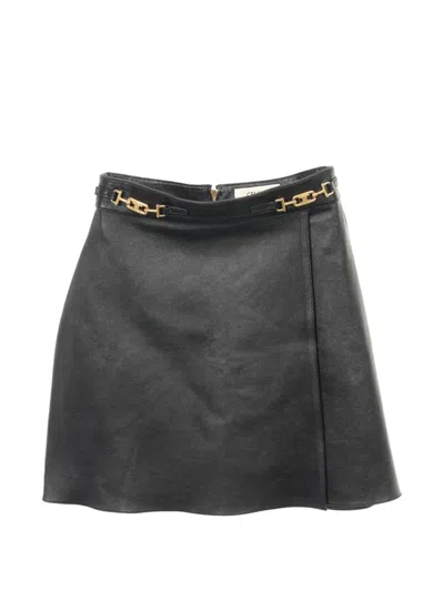 Pre-owned Celine Triomphe Lambskin Skirt In Black