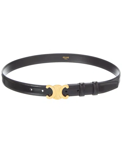 Celine Triomphe Leather Belt In Black