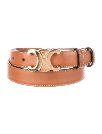 Pre-owned Celine Triomphe Leather Belt In Brown