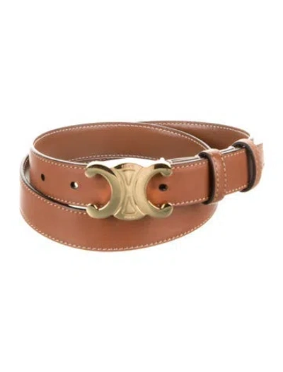 Pre-owned Celine Triomphe Leather Belt In Brown