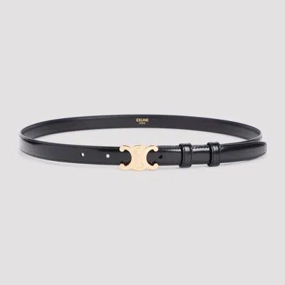 Celine Triomphe Leather Belt With 2cm Width In Black