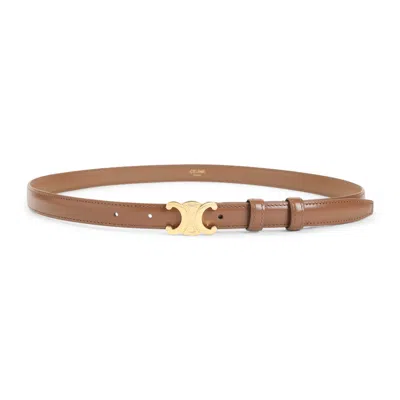 Celine Triomphe Leather Belt Women In Brown