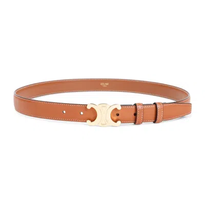 Celine Triomphe Leather Belt Women In Brown