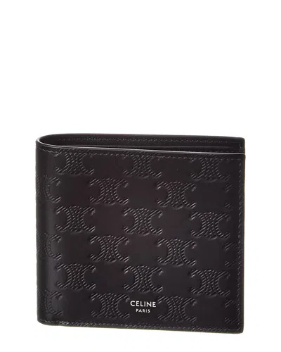 Celine Triomphe Leather Bifold Card Holder In Black