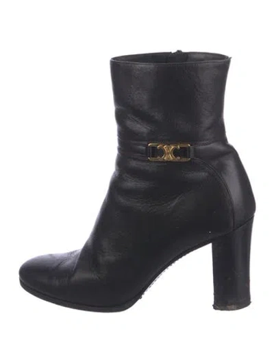 Pre-owned Celine Triomphe Leather Boots In Black