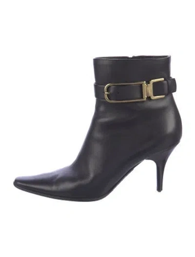 Pre-owned Celine Triomphe Leather Boots In Black