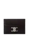 Celine Triomphe Leather Card Holder In Black