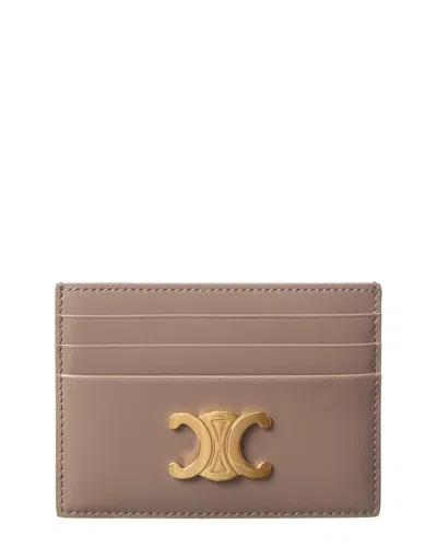 Celine Triomphe Leather Card Holder In Black