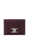 Celine Burgundy Triomphe Calfskin Card Holder In Brown