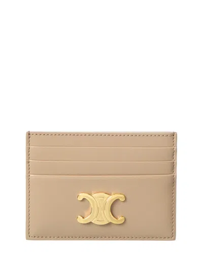 Celine Triomphe Leather Card Holder In Brown