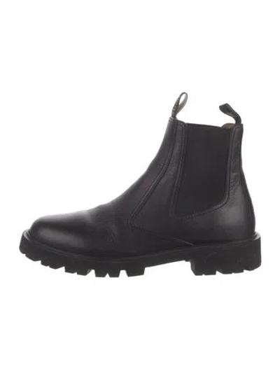 Pre-owned Celine Triomphe Leather Chelsea Boots In Black