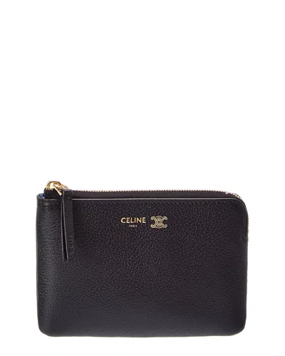 Celine Triomphe Leather Coin Purse In Brown