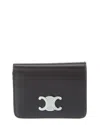 Celine Small Flap Wallet Triomphe In Shiny Calfskin In Black