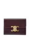 Celine Triomphe Leather Compact Wallet In Red