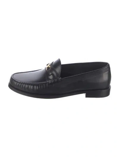 Pre-owned Celine Triomphe Leather Dress Loafers In Black